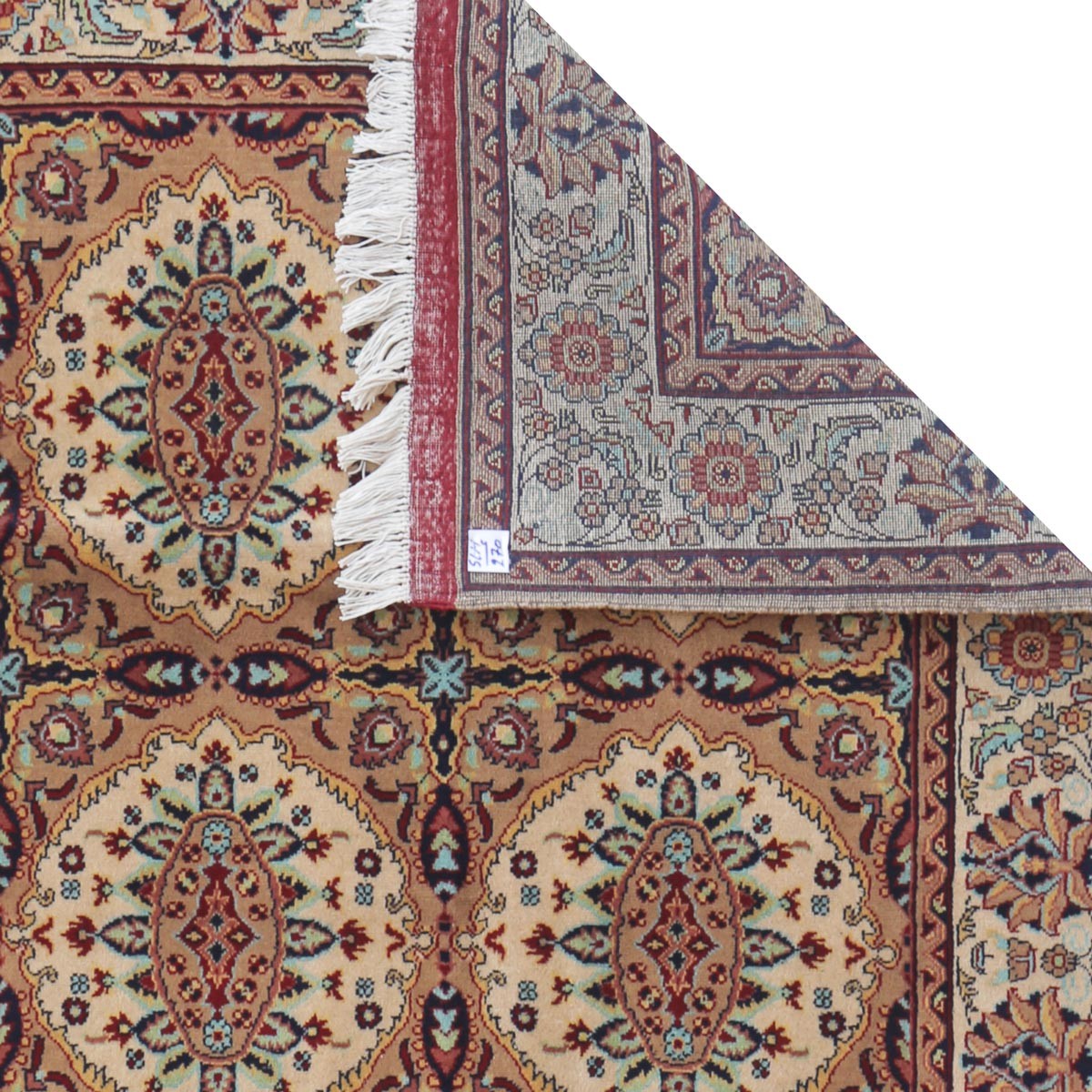 Cream Abrisham Design Handwoven Carpet | 4' 11" X 3' 5" 3