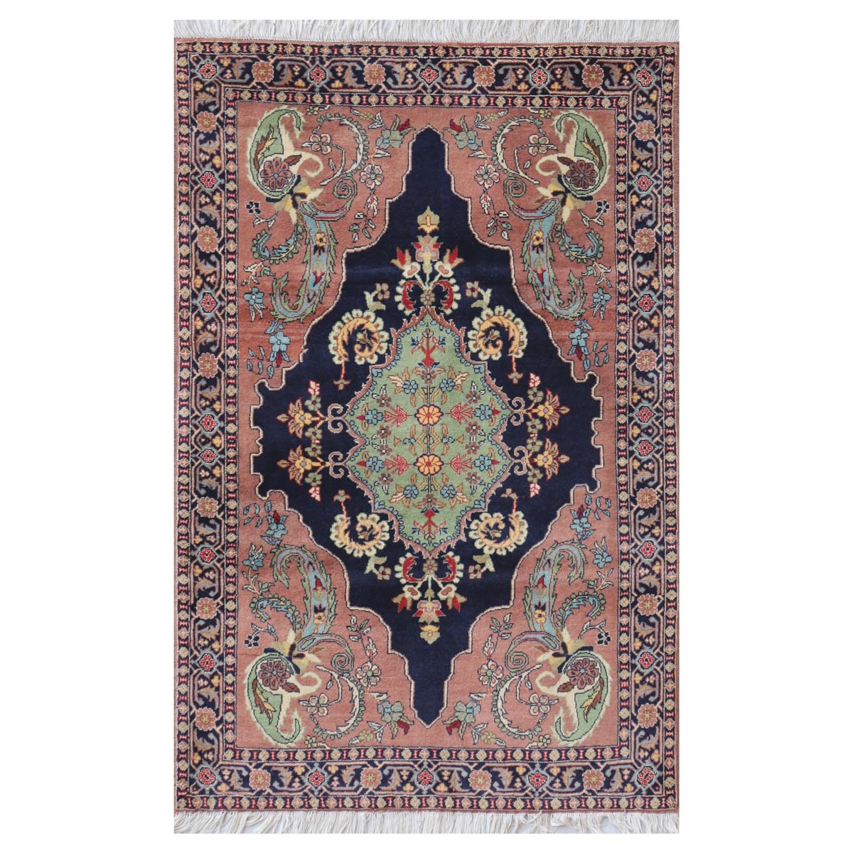 Tea Rose Yak Gula Design Handwoven Carpet | 4' 11" X 3' 4" 1