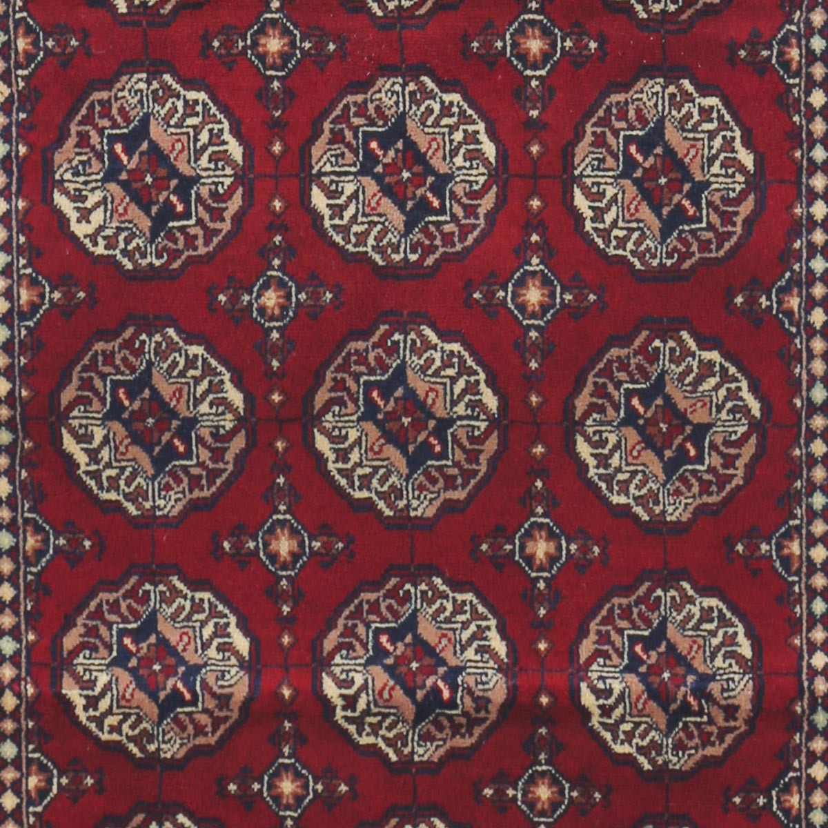 Red Ahal Gul Design Handwoven Carpet | 4' 1" X 2' 8" 2