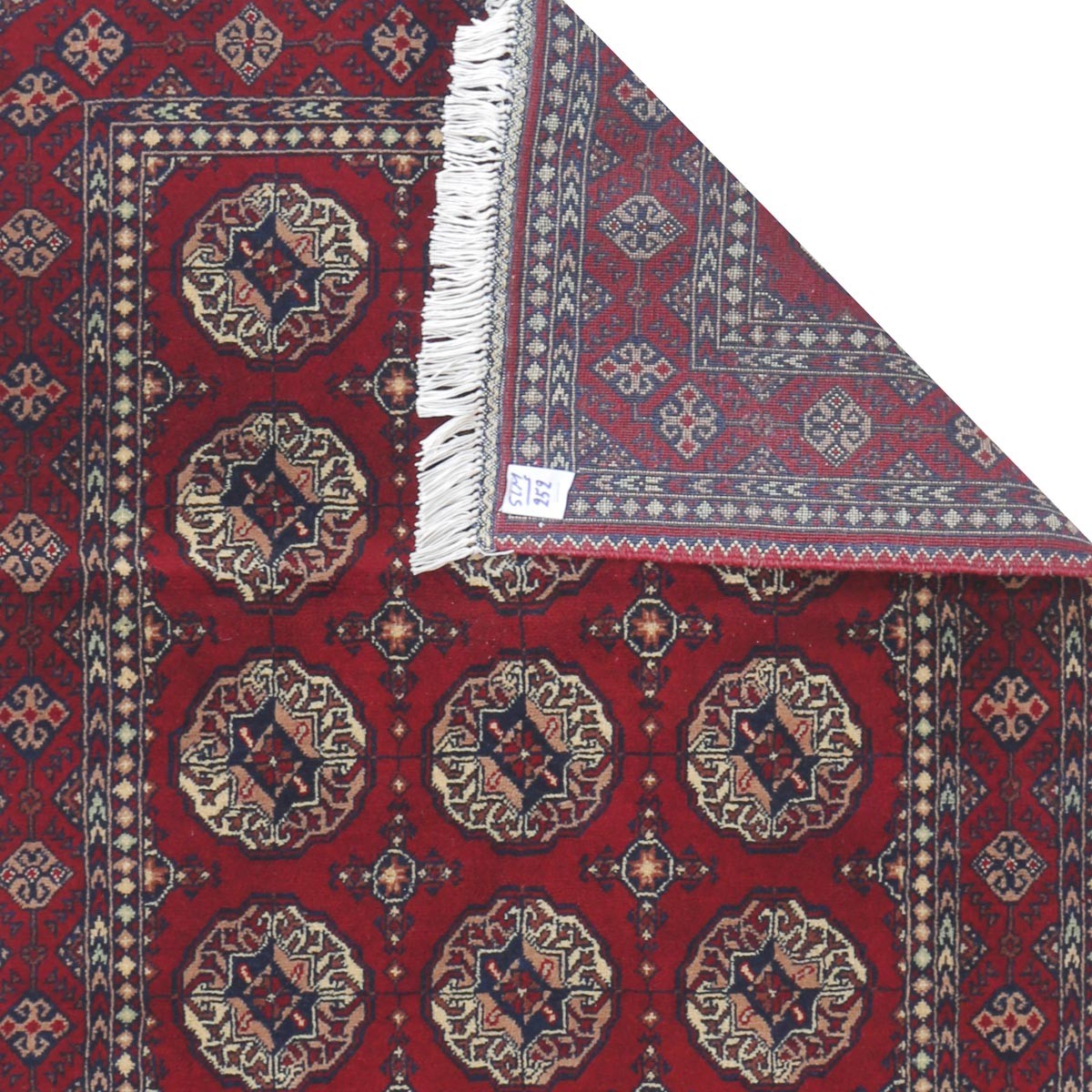 Red Ahal Gul Design Handwoven Carpet | 4' 1" X 2' 8" 3