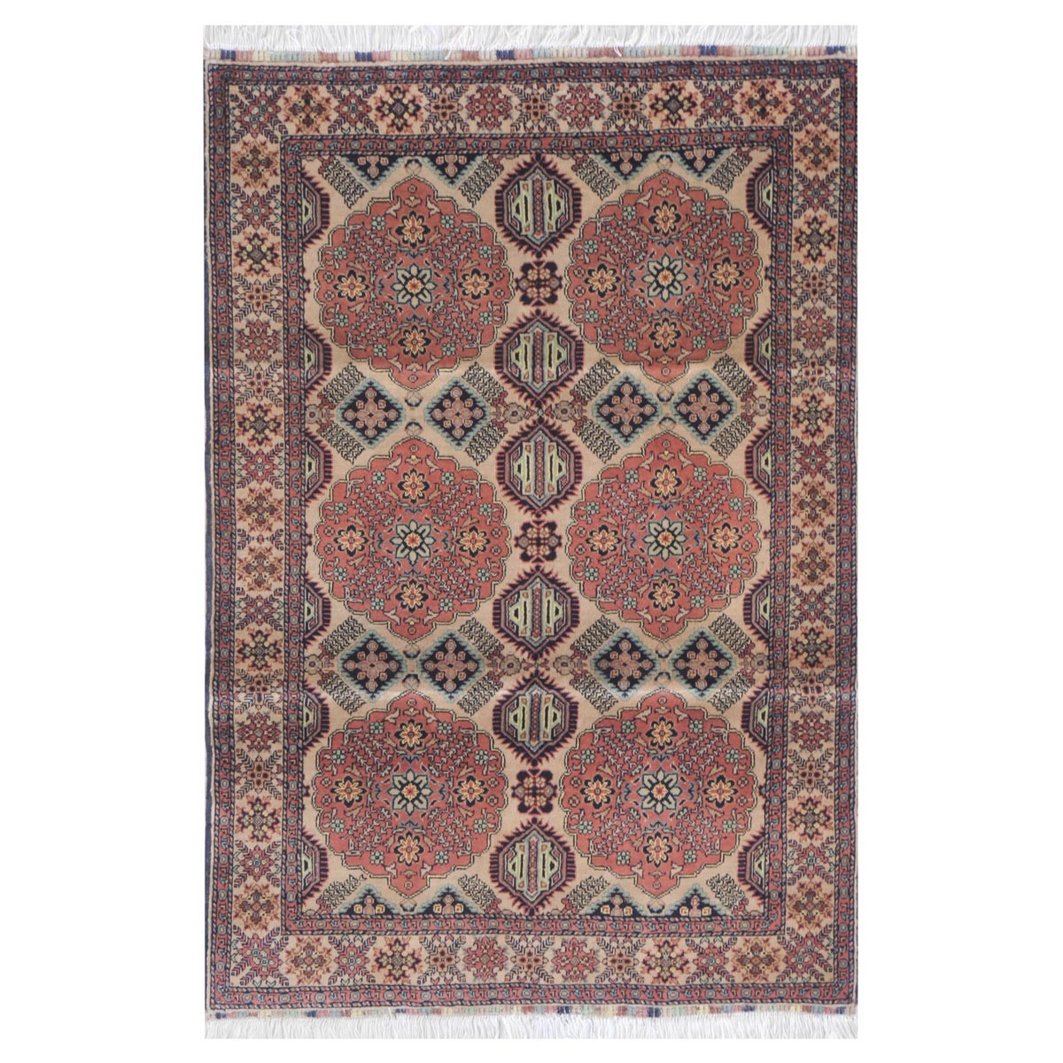 Coral Peach Patnosi Design Handwoven Carpet | 4' 11" X 3' 3" 1