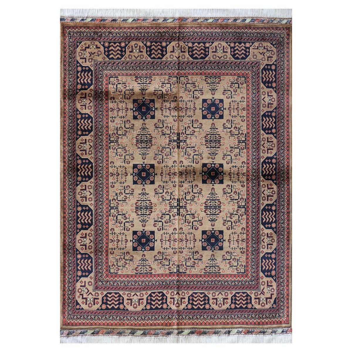 Bukhara Design Afghan New Handmade Carpet | 6' 6" X 5' 0" 1