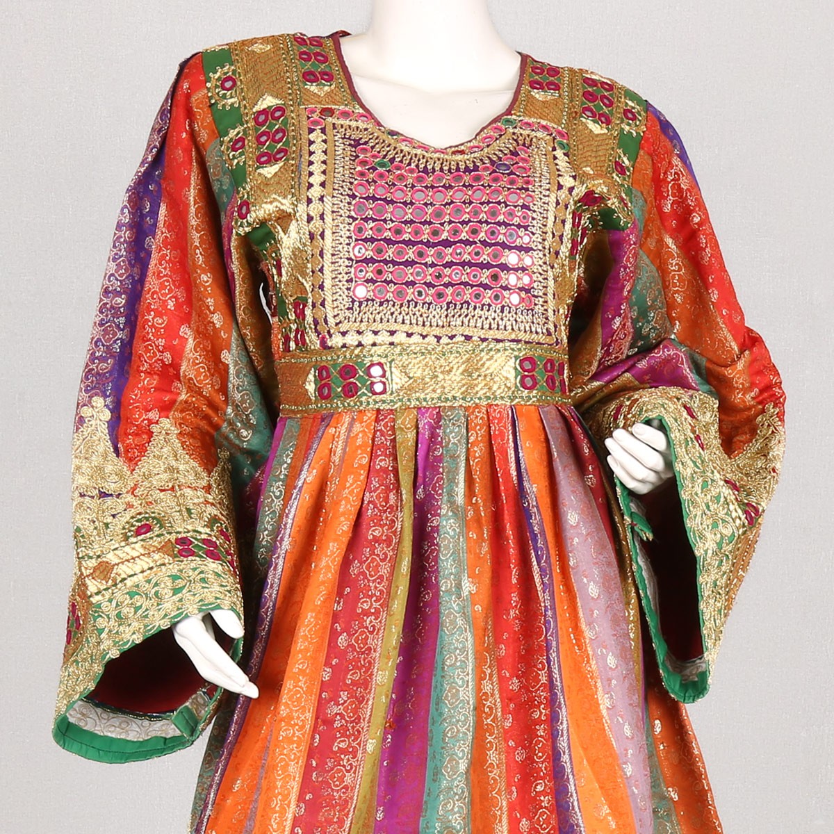 Colorful Full Kochi Embroidered Party Frock | 3 Piece Silk Gandi Afghani 4