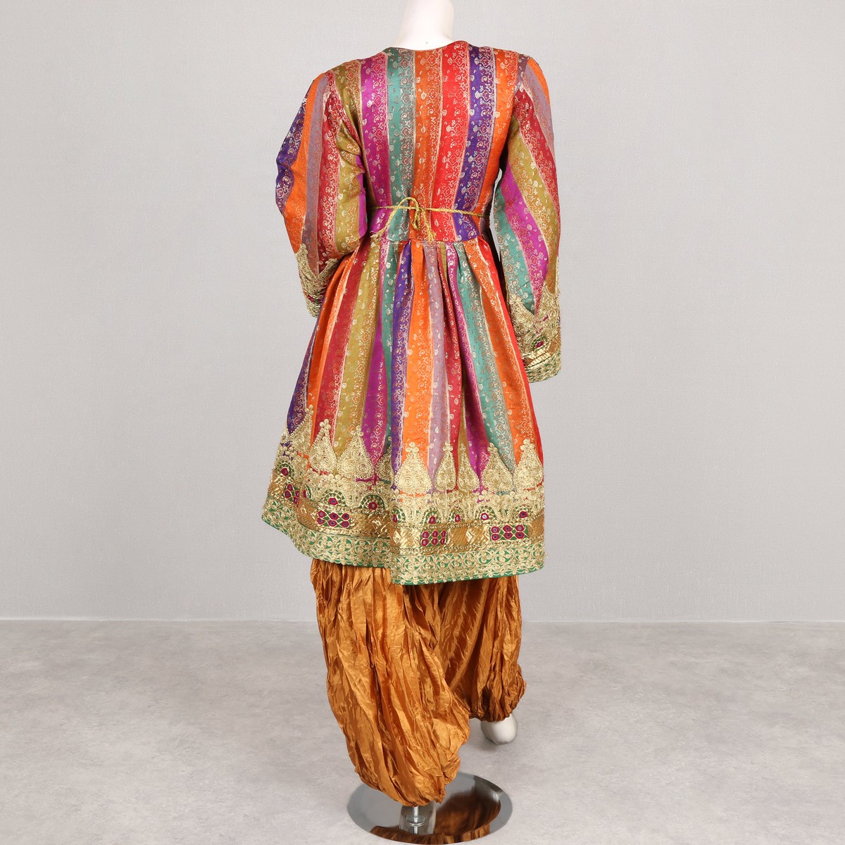 Colorful Full Kochi Embroidered Party Frock | 3 Piece Silk Gandi Afghani 5