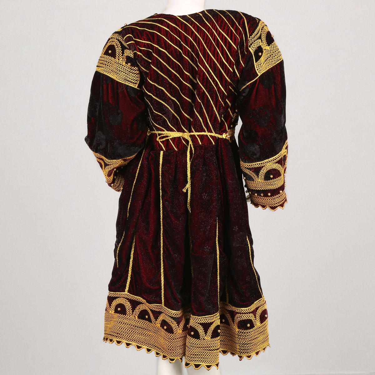 Maroon Cherma Embroidered Long Shrug | Velvet Belted Fancy Chapan 4