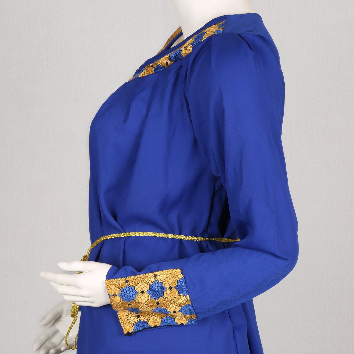 Blue Cross Stitch Collar Shrug | Crepe Cherma Belted Short Shrug 3