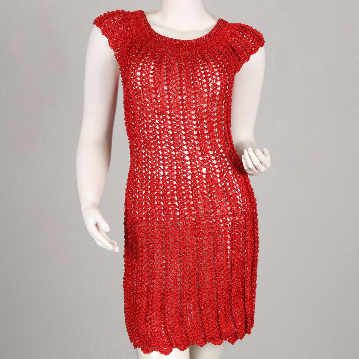 Red Hand Knitted Top | Sleeveless Knitted Dress 1