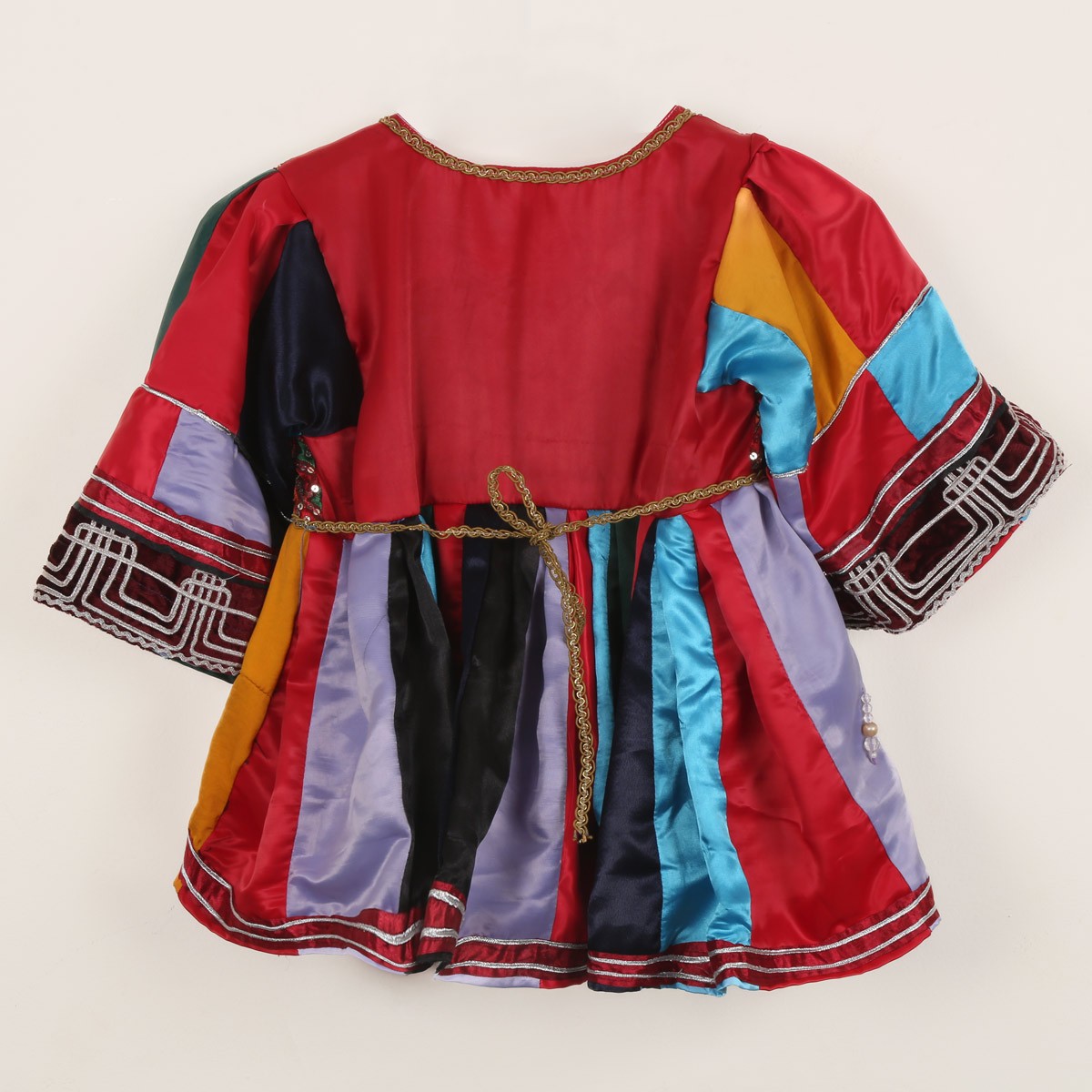 Coin & Bead Embroidered Baby Girl's Dress | Silk Satin Fancy Frock 2