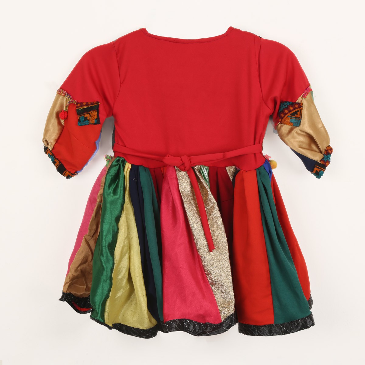 Floral Cross Stitch Embroidered Baby Girl's Dress | Silk Cuff Sleeves Kid's Frock 2
