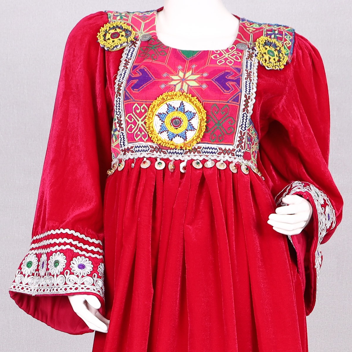 Pink Velvet Pleated Dress | Cherma Embroidered Frock  2