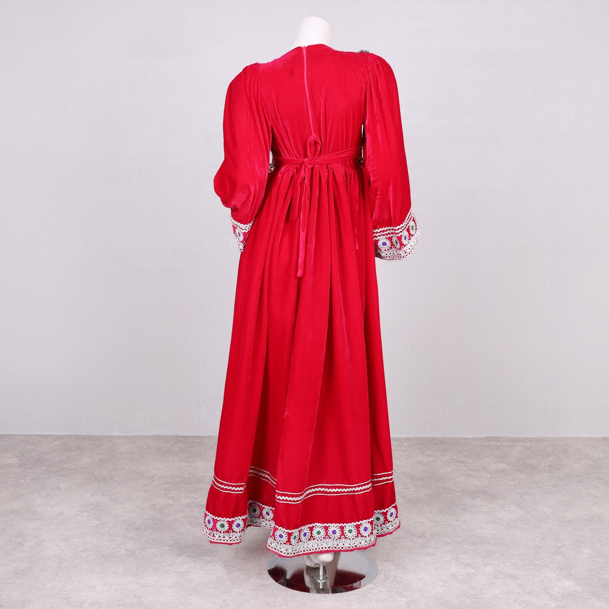 Pink Velvet Pleated Dress | Cherma Embroidered Frock  4