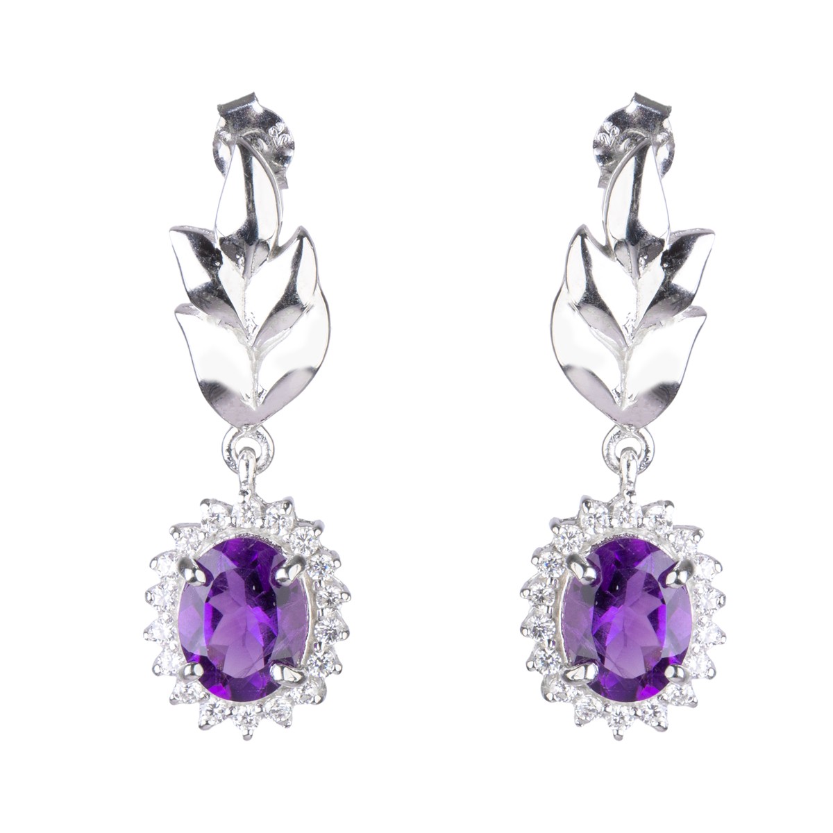 Amethyst Gemstone Pendant, Earrings, Ring| Silver Jewelry Set 3
