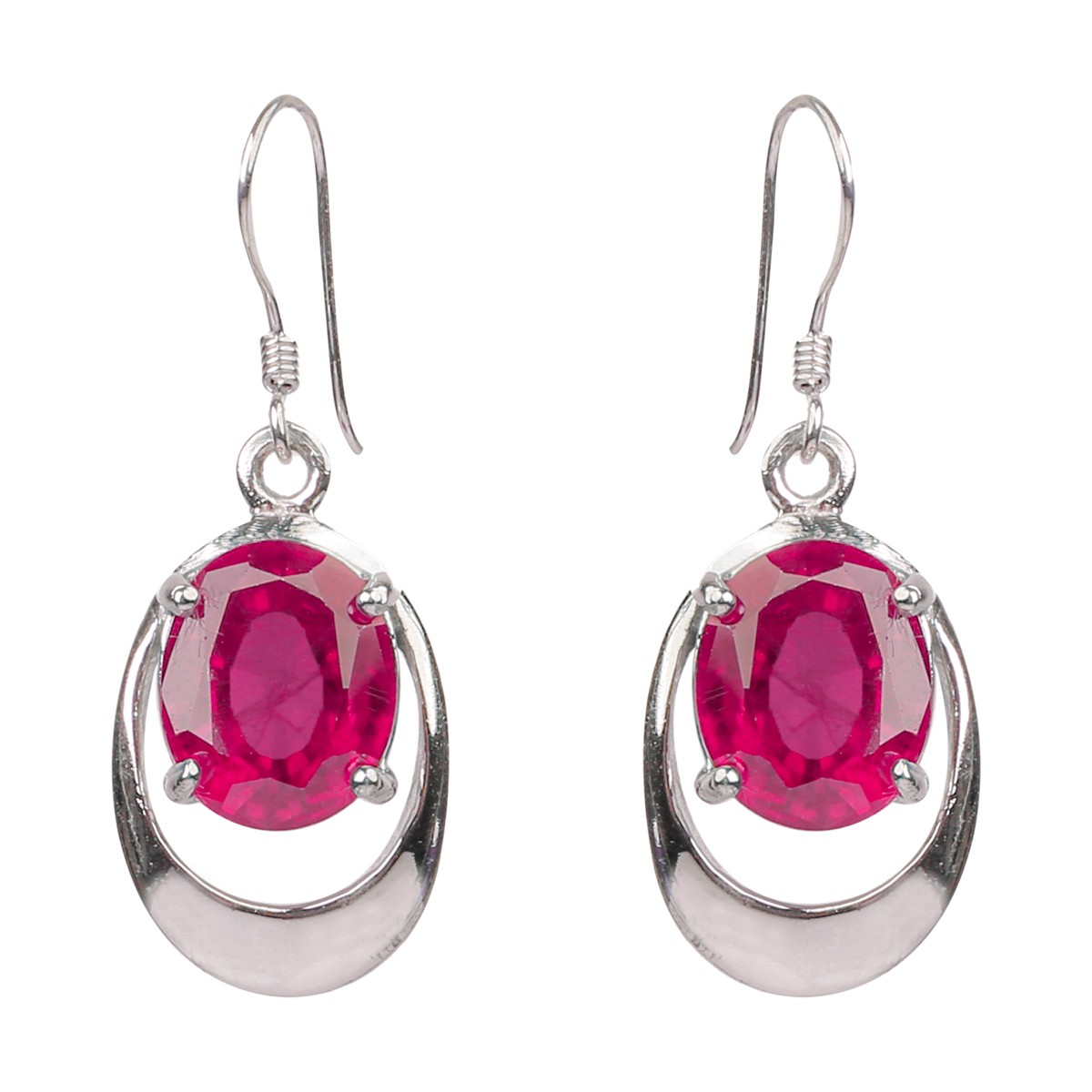 Ruby Dangle Earrings, Ring, Pendant | Silver 925 Women Jewelry Set 3