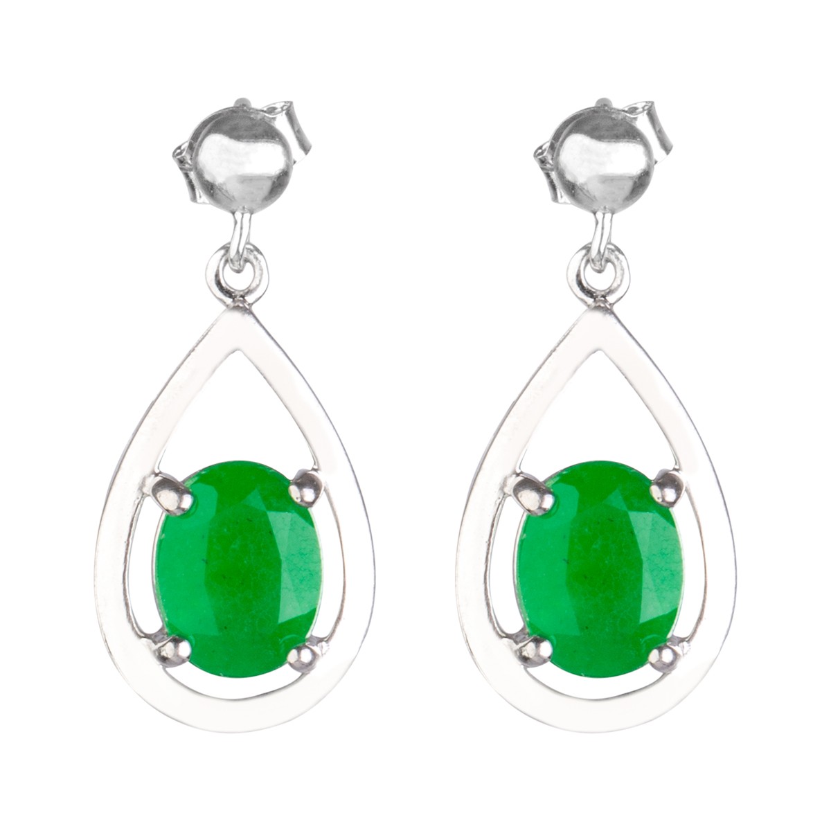 Green Agate Beaded Jewelry Set | Silver 925 Necklace With Pear Shape Earring 3