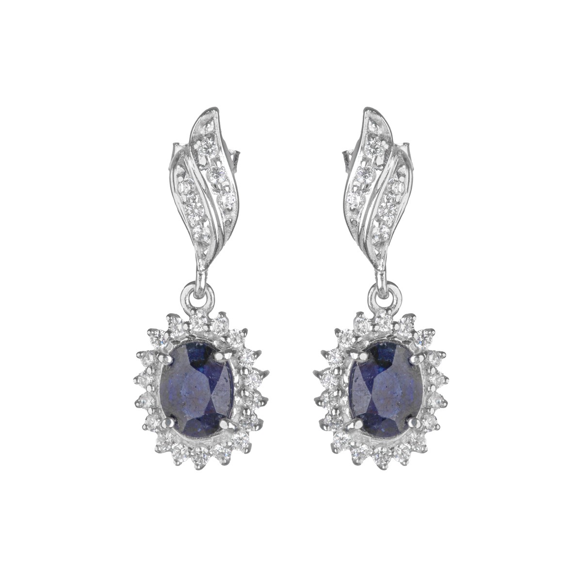 Silver Blue Sapphire Locket, Earrings, Ring | Bridal Cluster Jewelry Set 3