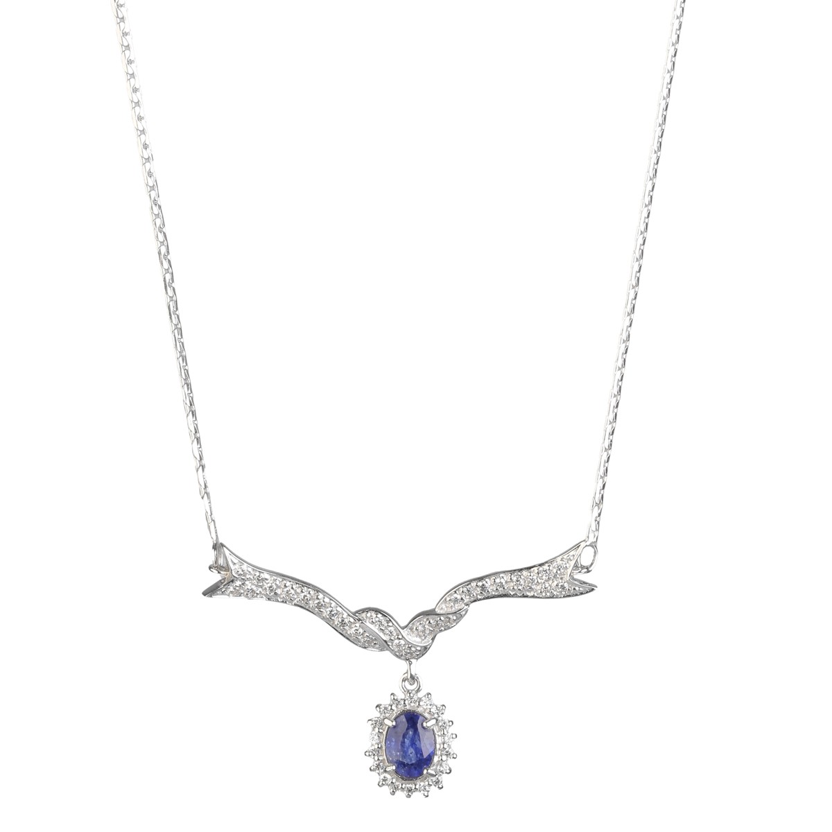 Silver Blue Sapphire Locket, Earrings, Ring | Bridal Cluster Jewelry Set 4