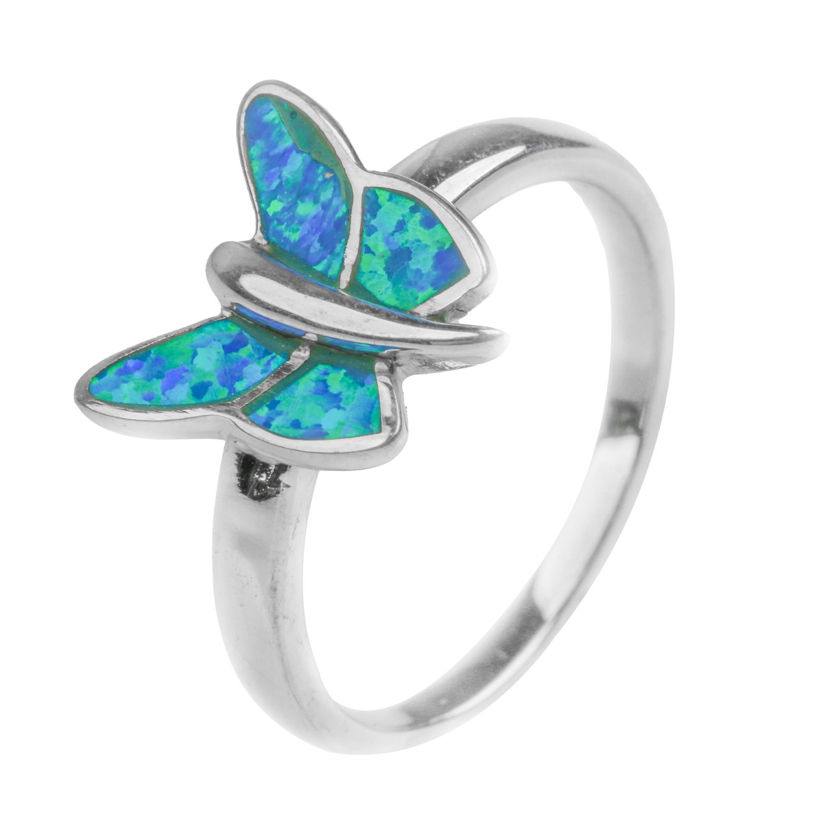 Opal Butterfly Jewelry Set | Silver Hooked Earrings, Ring, Pendant 2