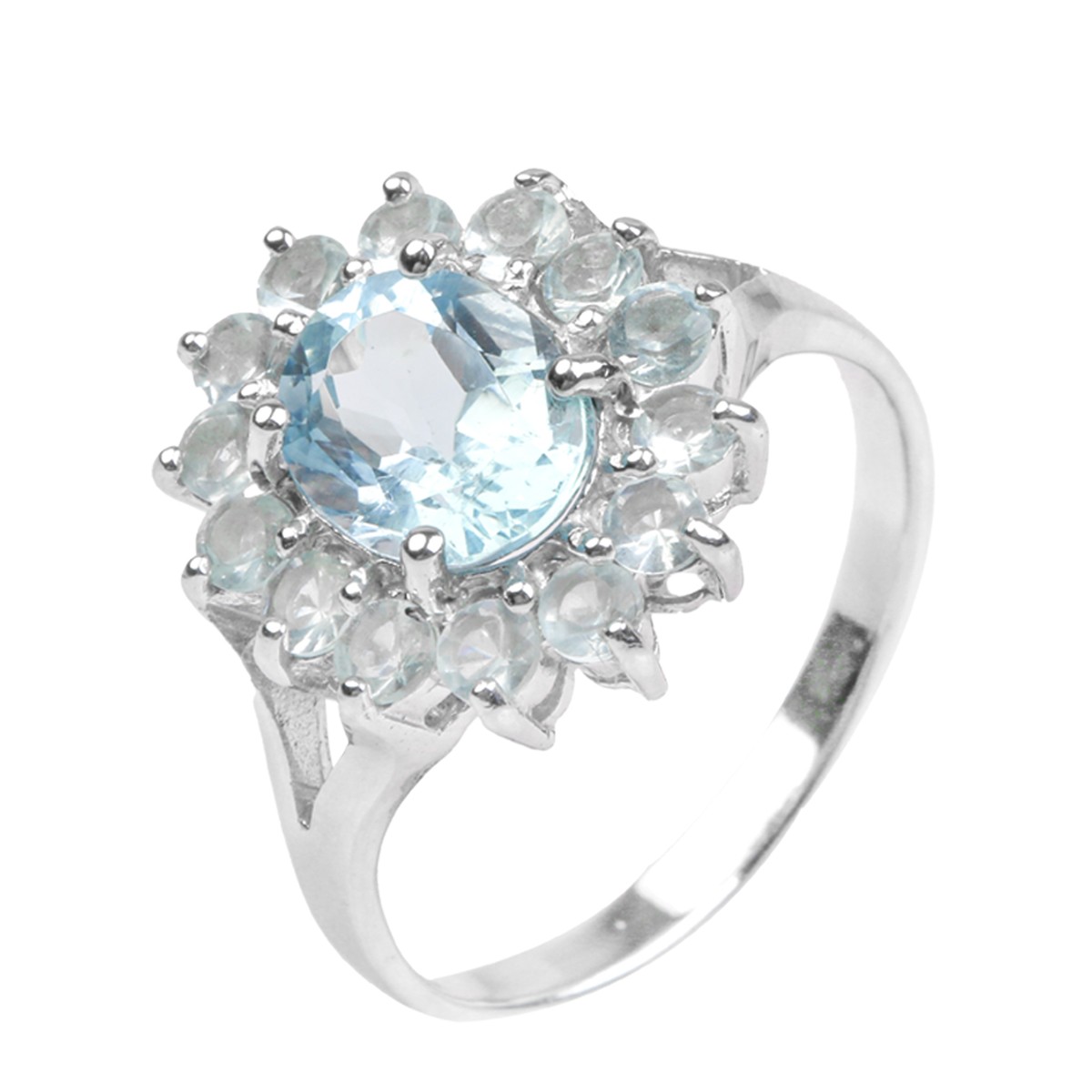 Blue Topaz Necklace Earring and Ring| 925 Silver Pendant With Round Cut Ring  3