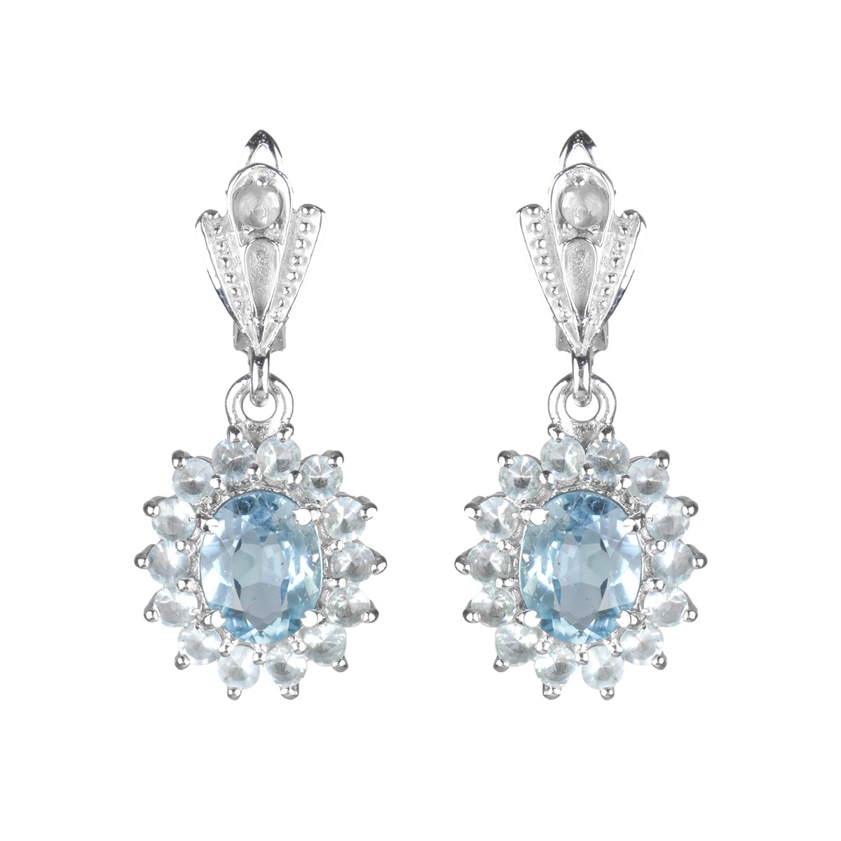 Blue Topaz Necklace Earring and Ring| 925 Silver Pendant With Round Cut Ring  4