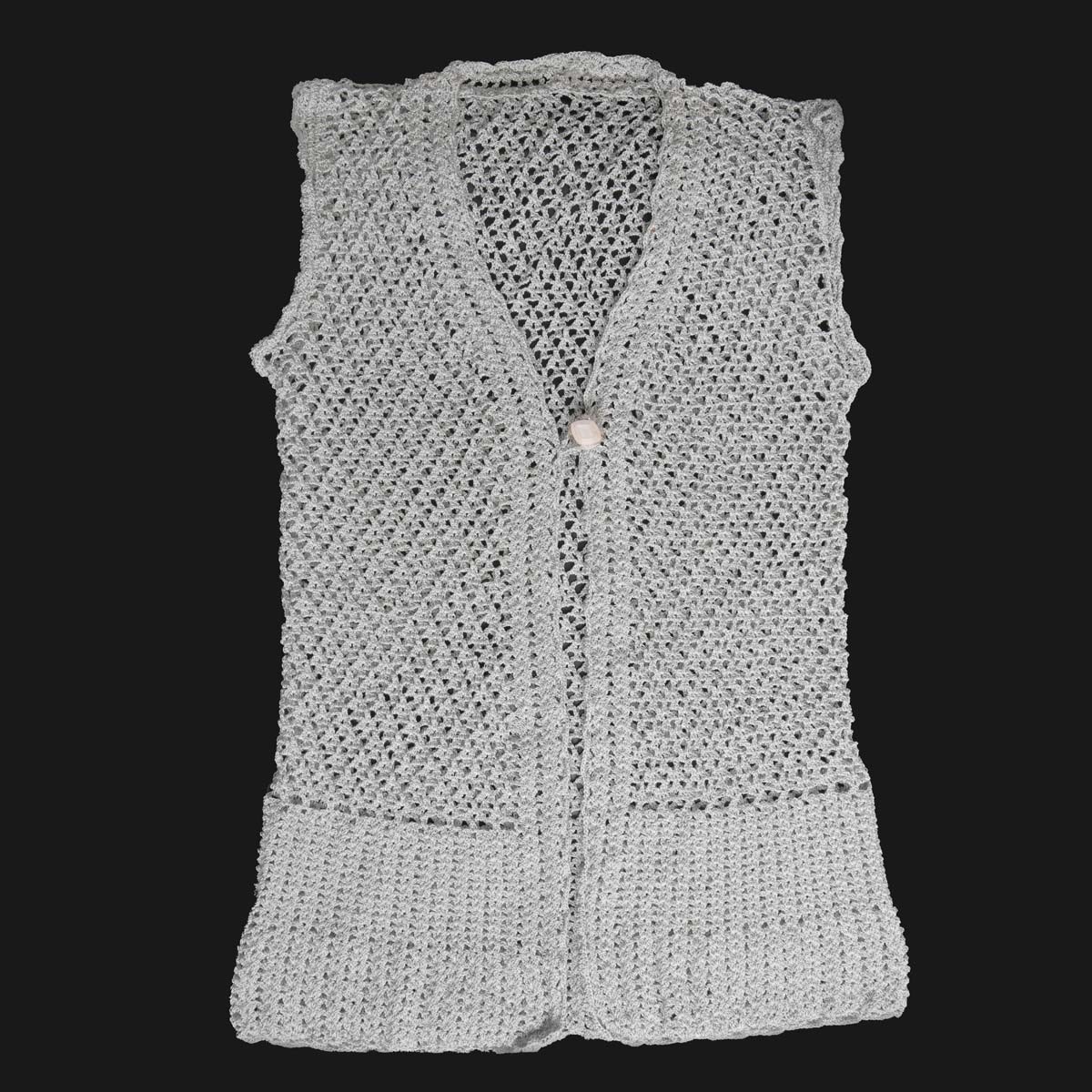 Sleeveless Hand-Knitted Vest | Gray Women's Sweater 1
