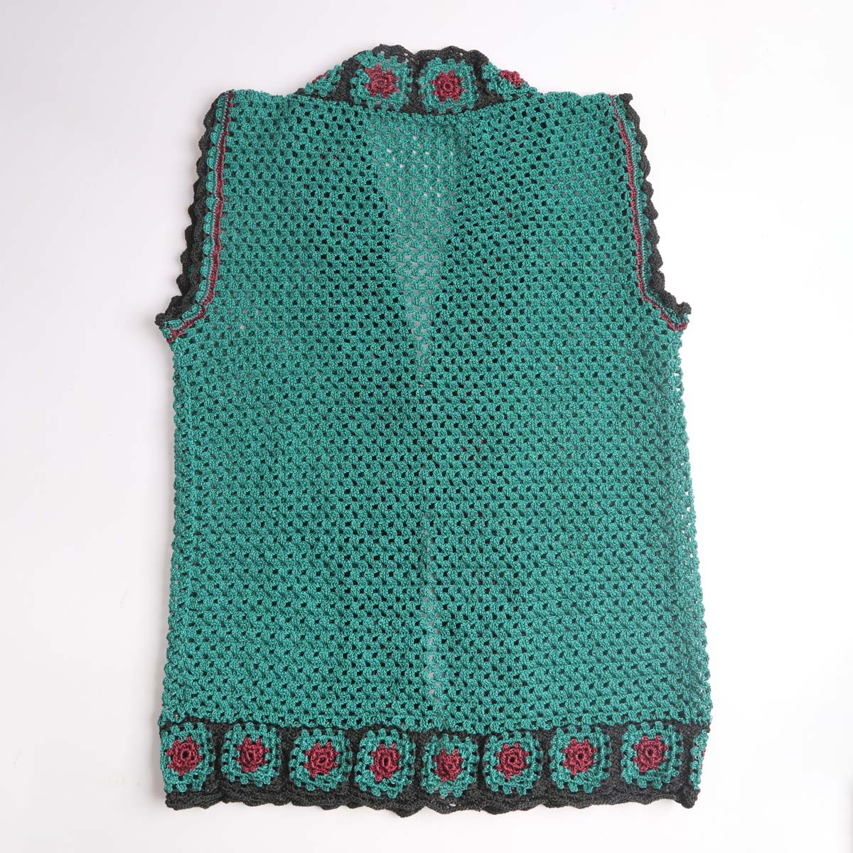 Teal Green Women's Sweater | Hand-Knitted Sleeveless Jacket 2
