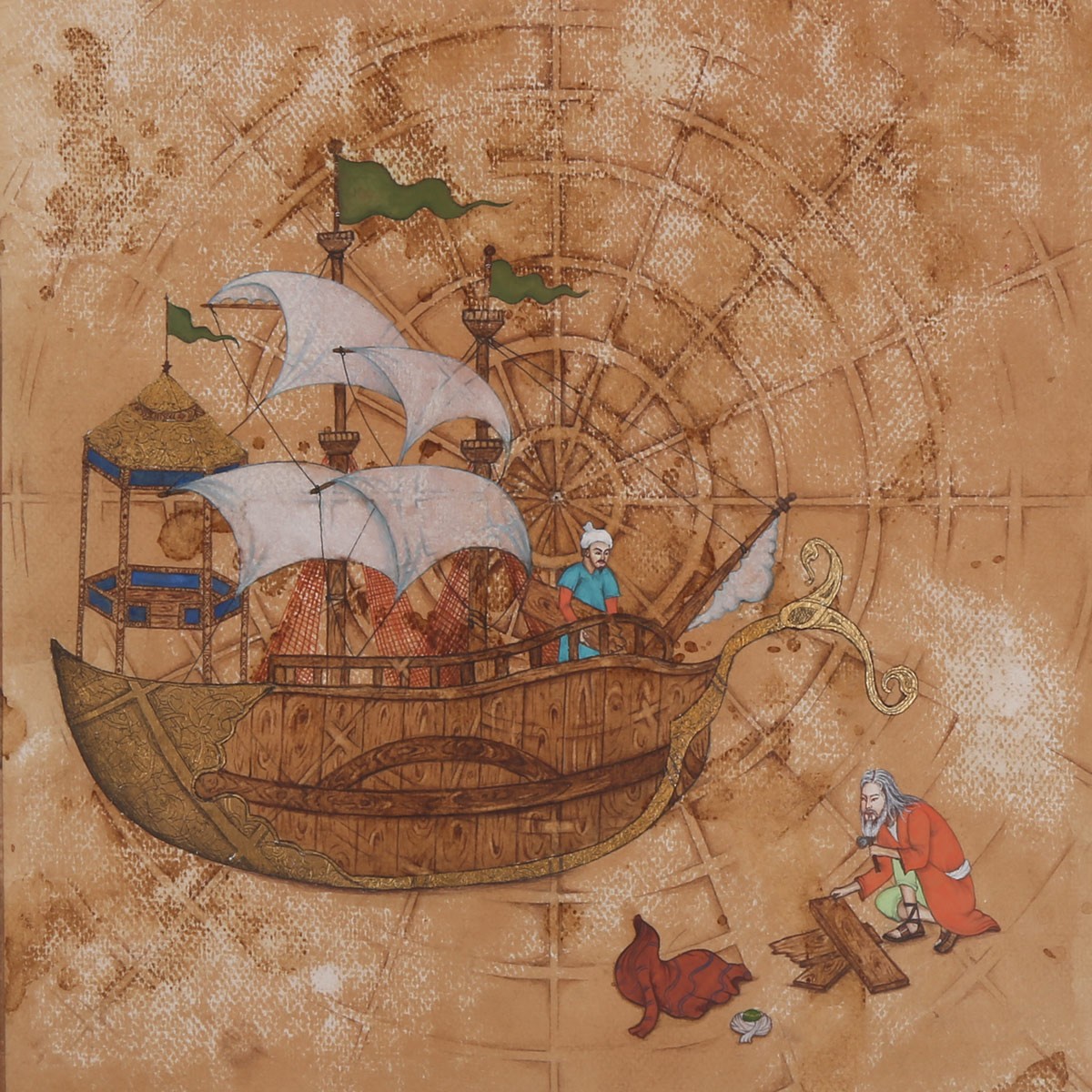 The Ark of Prophet Noah Painting | Divine Voyage of Noah Wall Artwork 2