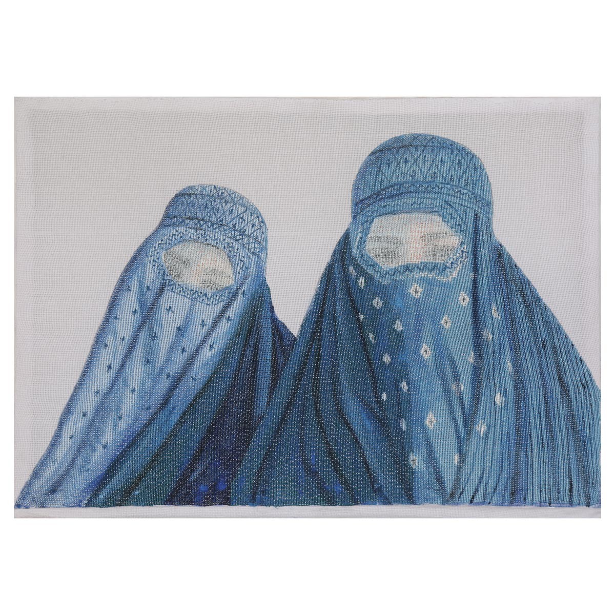 Afghan Girls Wearing Veils Artwork| Women Needlework on Canvas Art 1