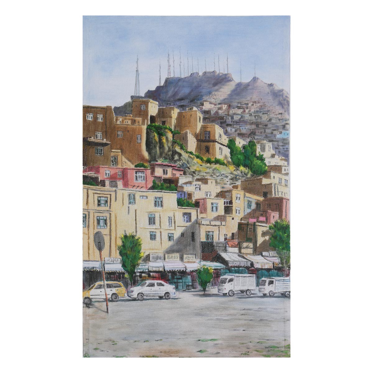 Needlework on Canvas Painting| Television Mountain Kabul Artwork 1