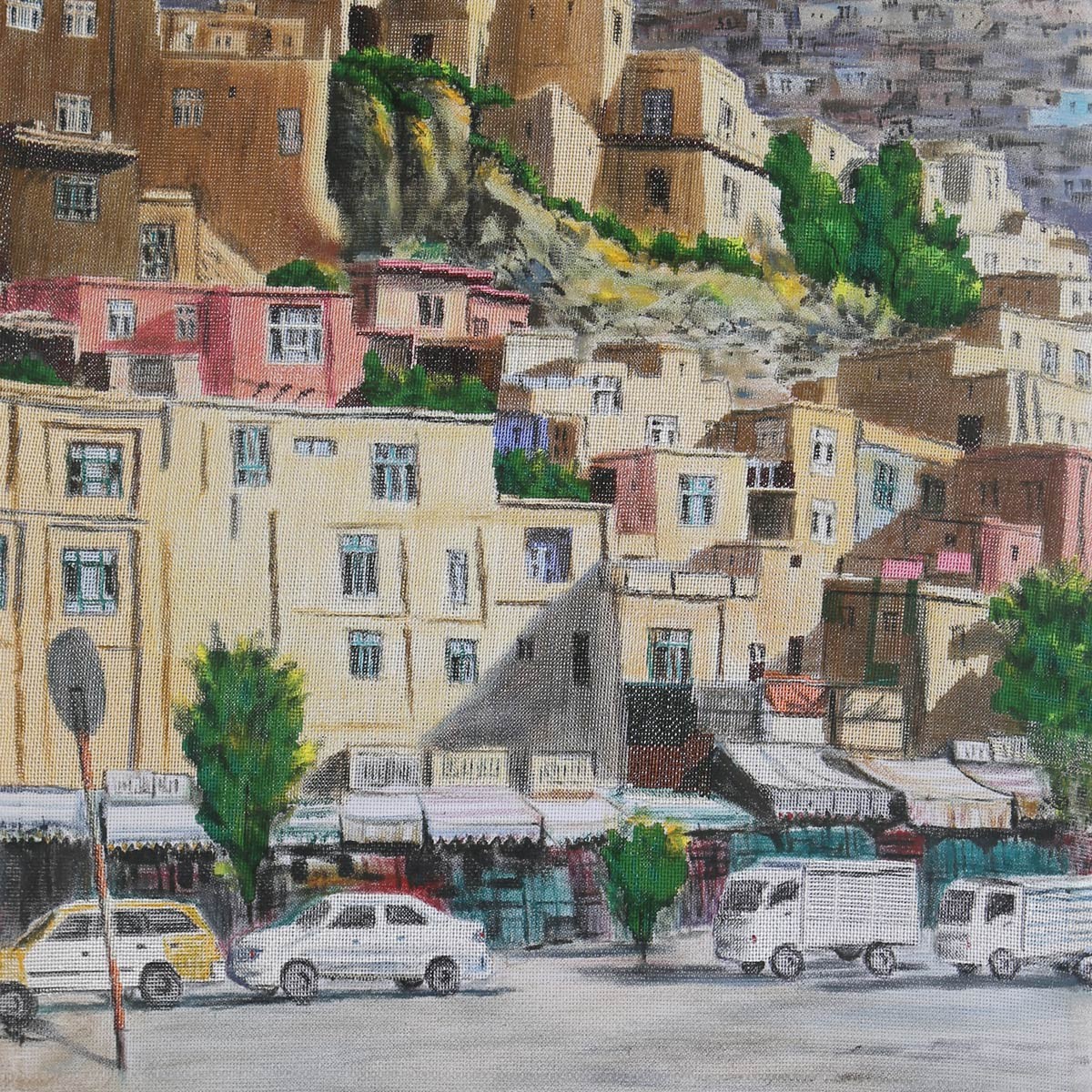 Needlework on Canvas Painting| Television Mountain Kabul Artwork 2