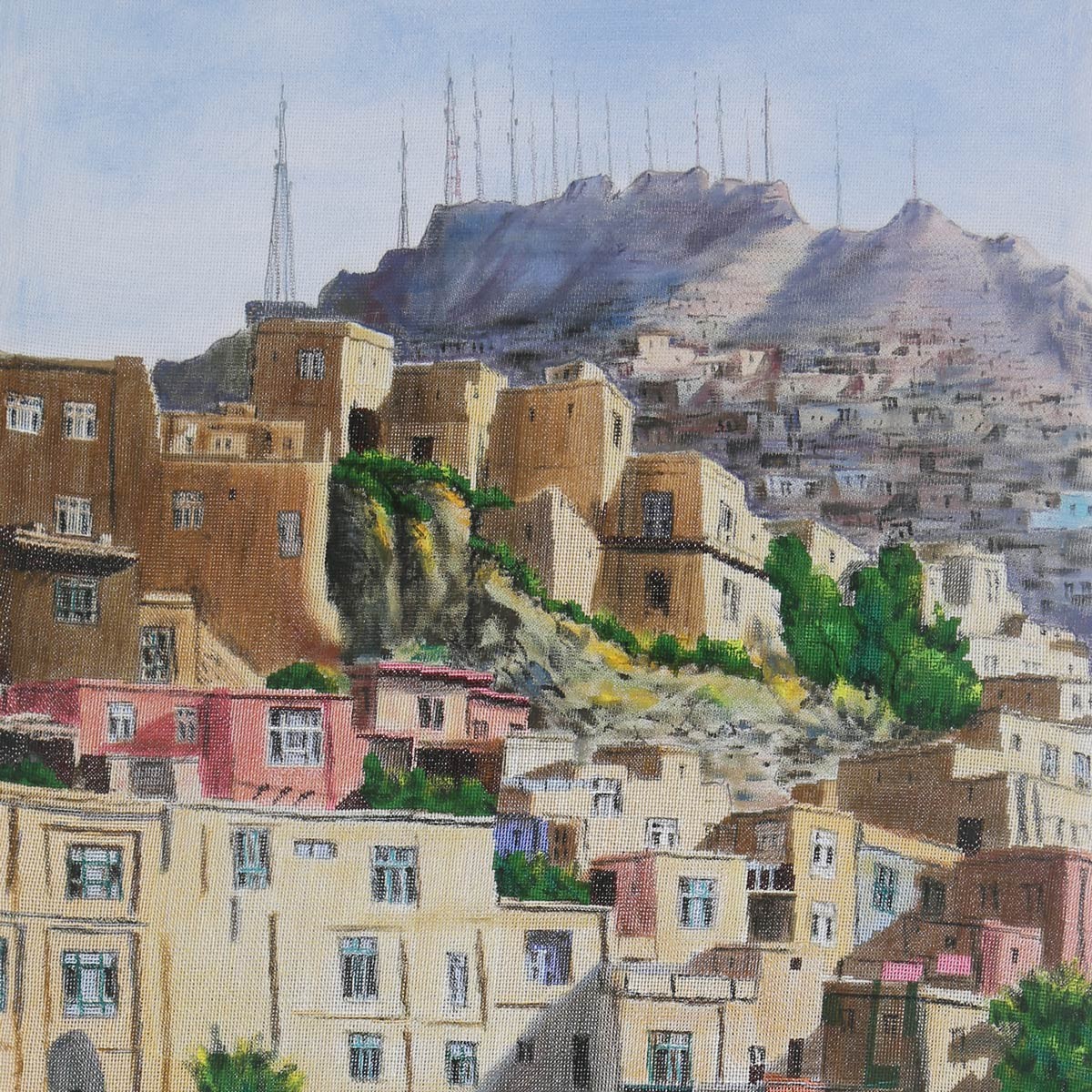 Needlework on Canvas Painting| Television Mountain Kabul Artwork 3