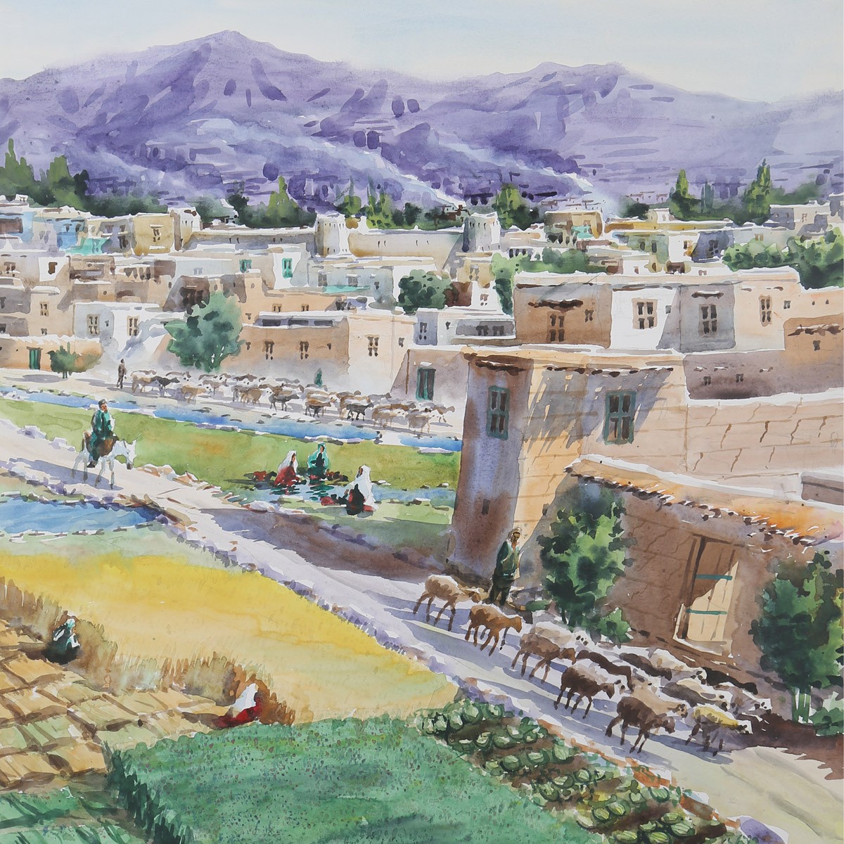 Afghanistan Countryside View Painting| Beautiful Afghan Artwork| Village Artwork 2