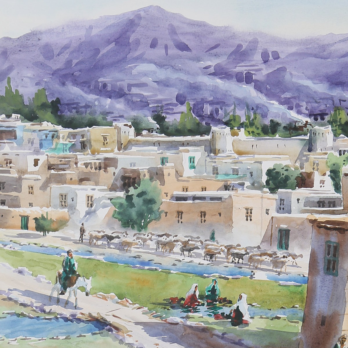 Afghanistan Countryside View Painting| Beautiful Afghan Artwork| Village Artwork 3