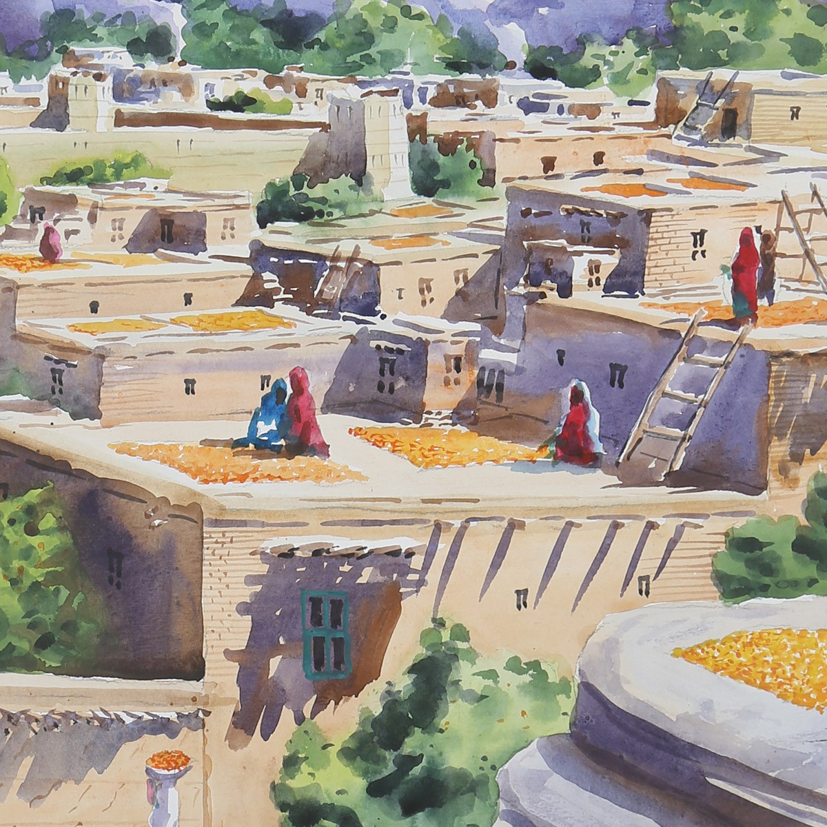 Suburb Area Lifestyle Artwork| Village Oil Painting| Best Afghan Artwork 3