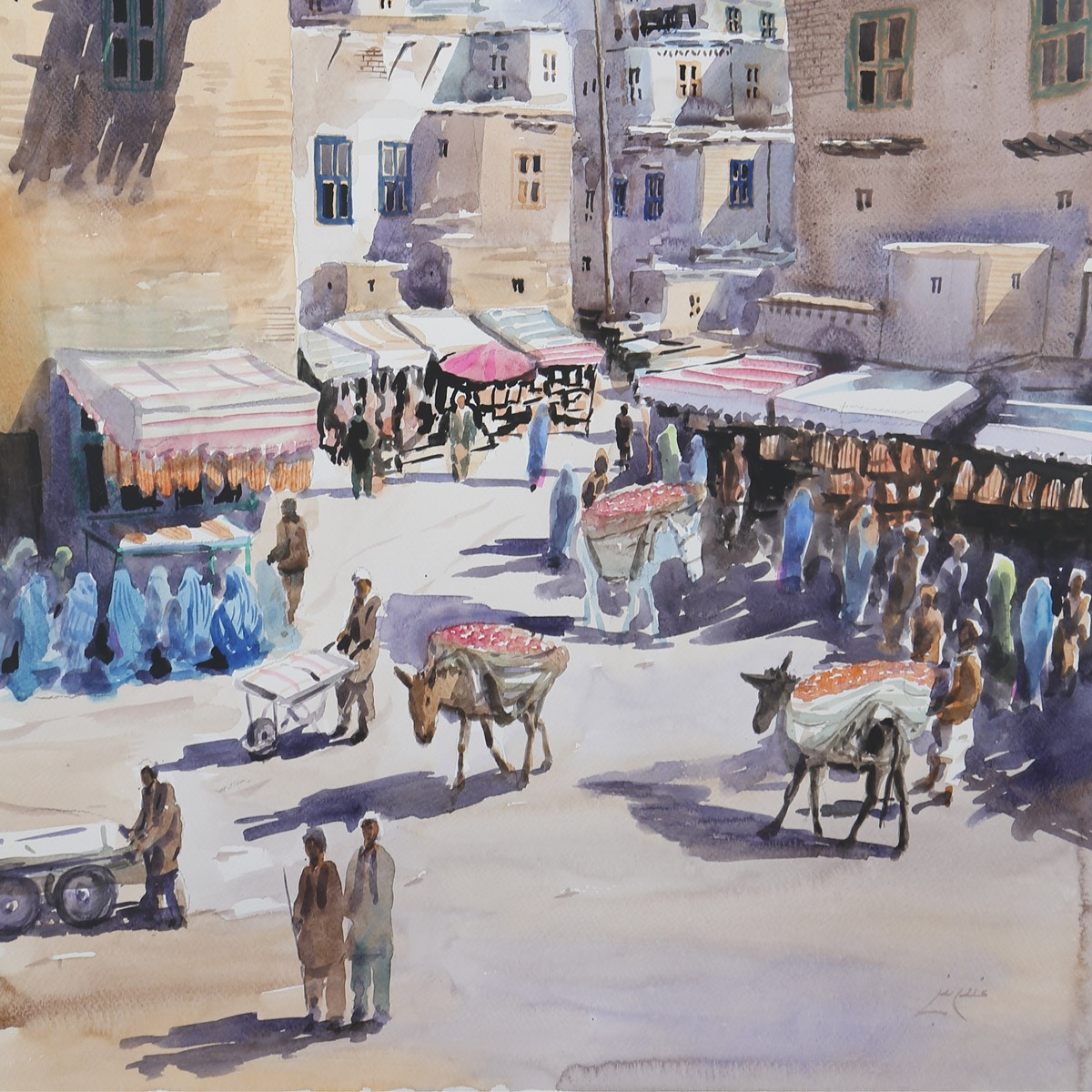 Old Kabul City Painting| Kah Froshi Street Artwork| Ancient Kabul Artwork 2