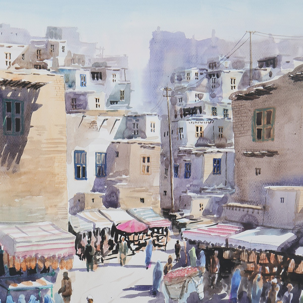 Old Kabul City Painting| Kah Froshi Street Artwork| Ancient Kabul Artwork 3
