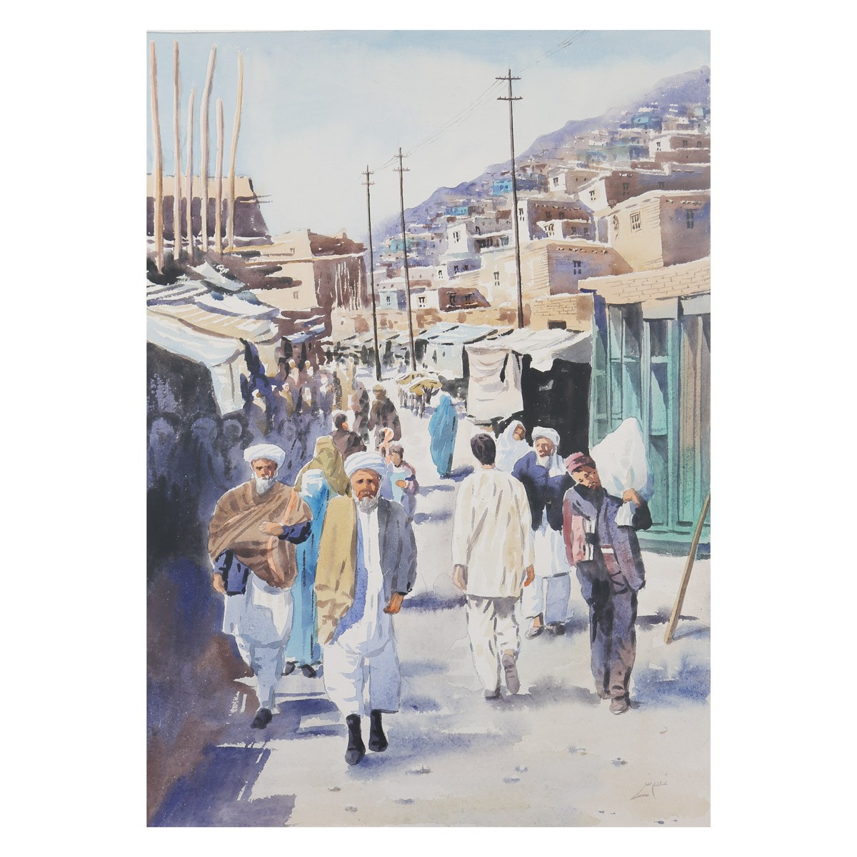 Kabul Bazaar Painting| Beautiful Market Artwork| Afghan Artwork 1