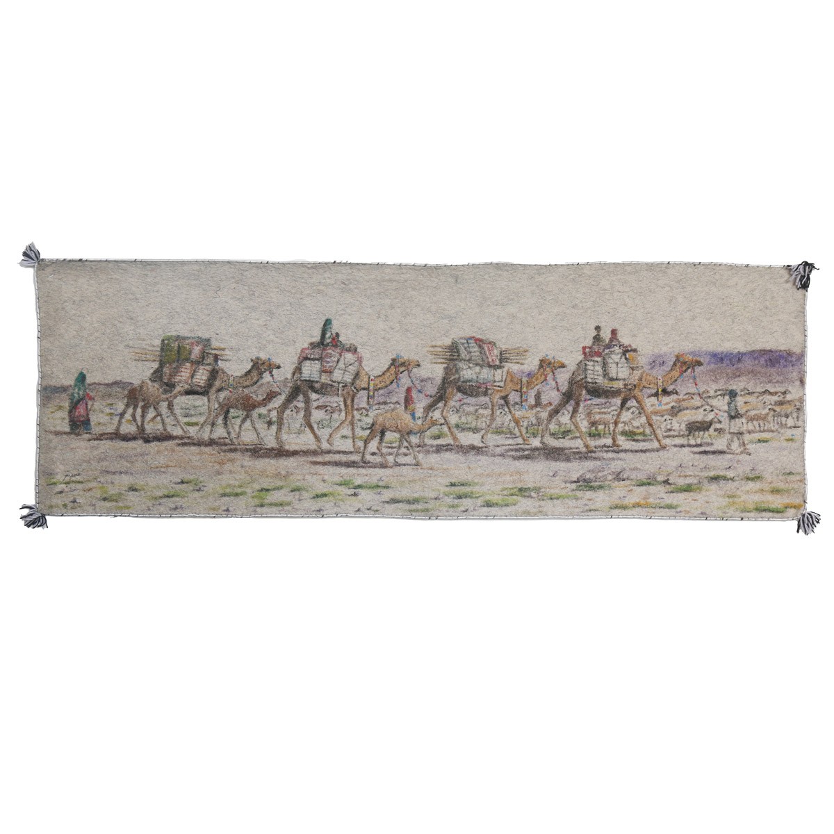 Camels Herd in the Dessert Artwork| Nomad with Herd Painting 1