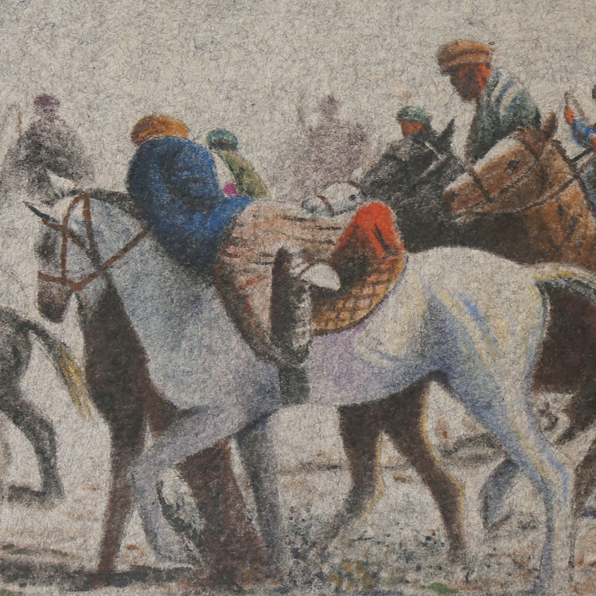 Buzkashi Sport Artwork| Beautiful Buzkashi Oil Painting on Felt 3