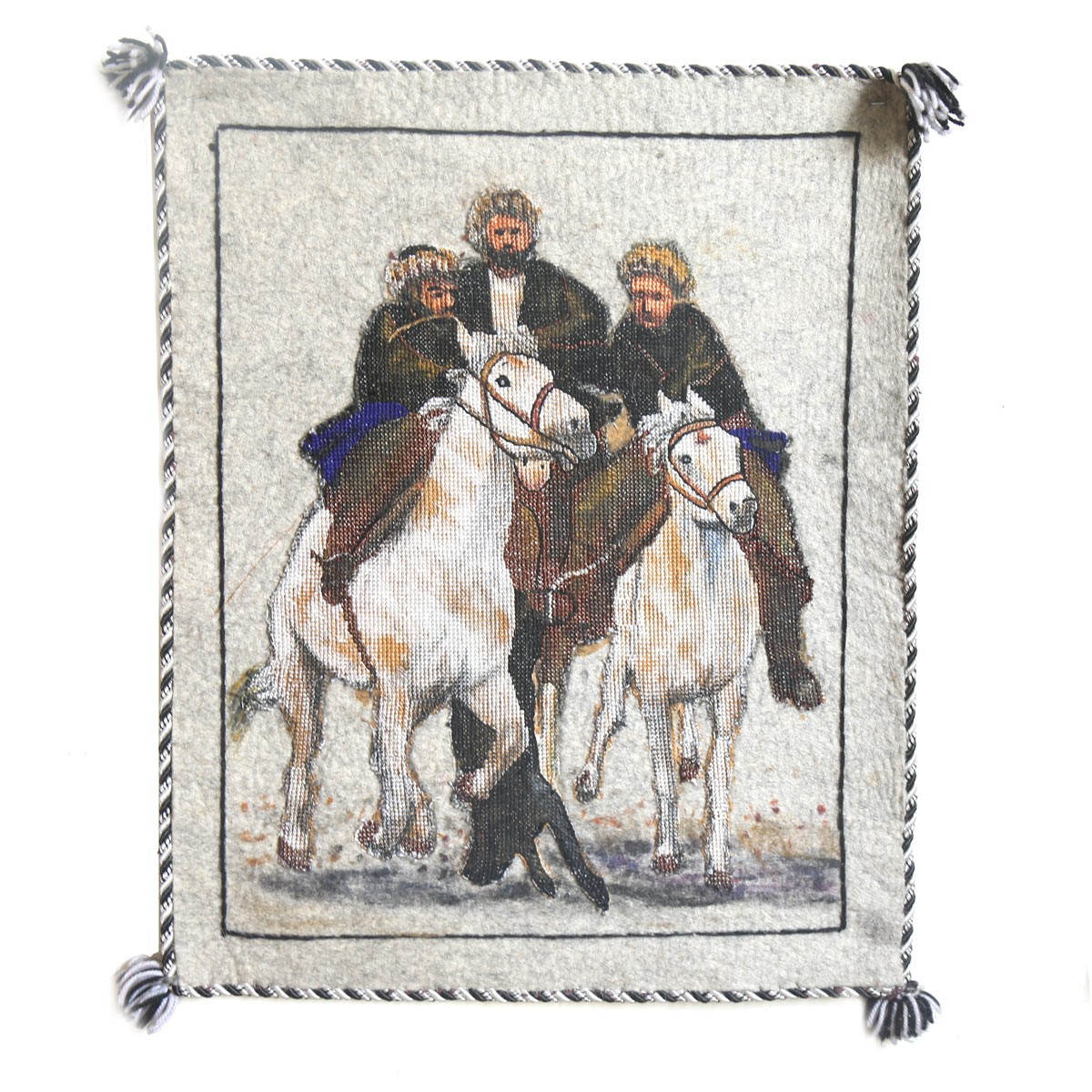 Beautiful Buzkashi Needlework Painting| Famous Afghan Sport Buzkashi Artwork 1