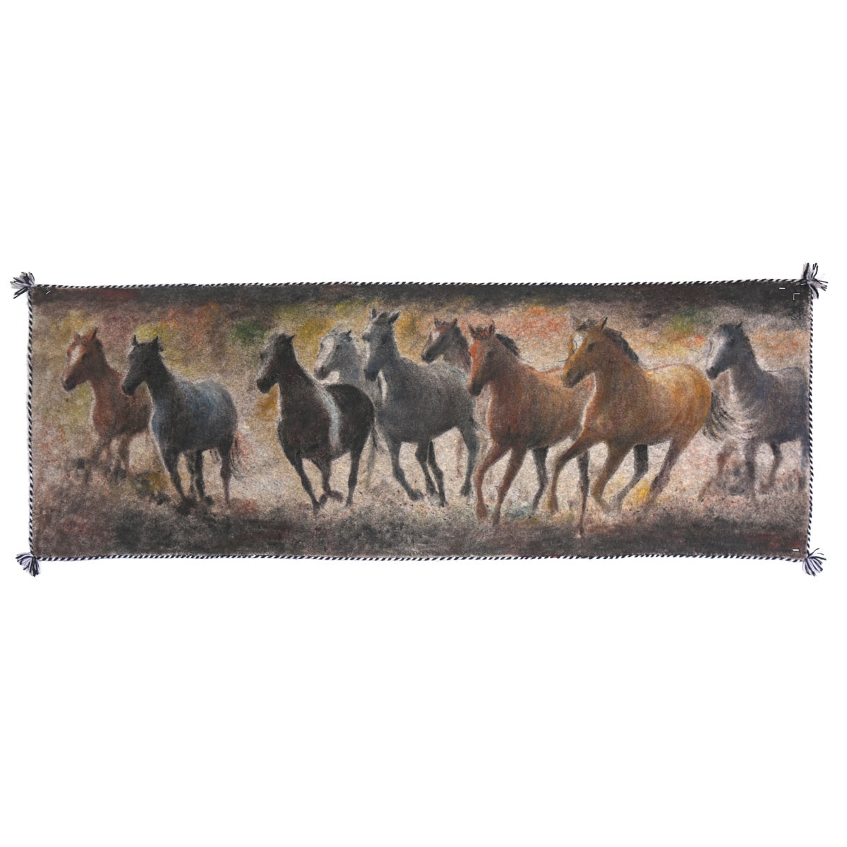 Horses Herd Artwork| Afghan Women Beautiful Oil Artwork on Felt 1