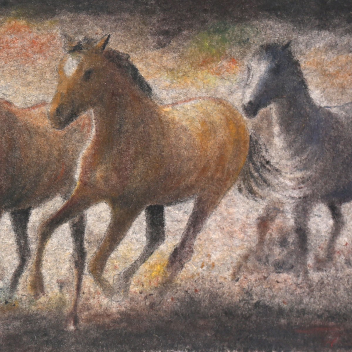 Horses Herd Artwork| Afghan Women Beautiful Oil Artwork on Felt 2