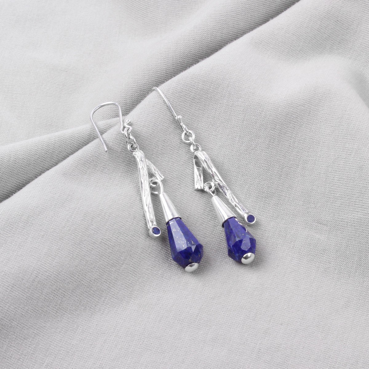 Lapis Lazuli Drop Jewelry Set | Silver Teardrop Pendant & Earrings 3