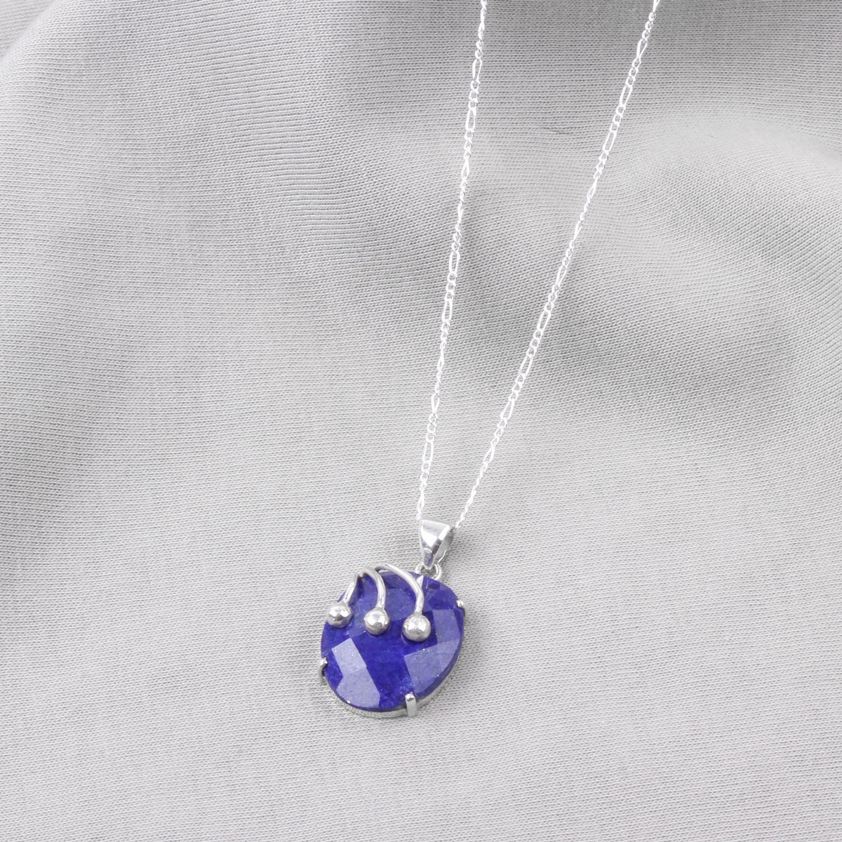 Lapis Lazuli Oval Jewelry Set | Silver Antique Pendant, Earrings, Ring 2