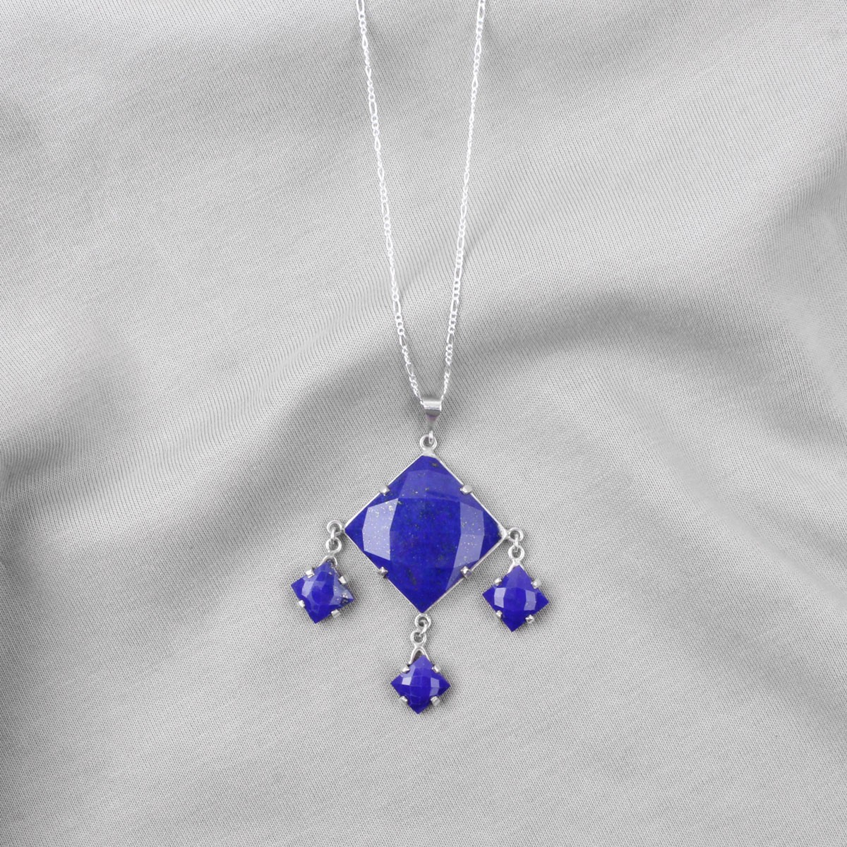 Lapis Lazuli Drop Pendant | Silver Lavalier Locket 1