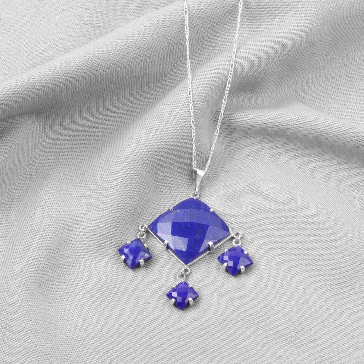 Lapis Lazuli Drop Pendant | Silver Lavalier Locket 2