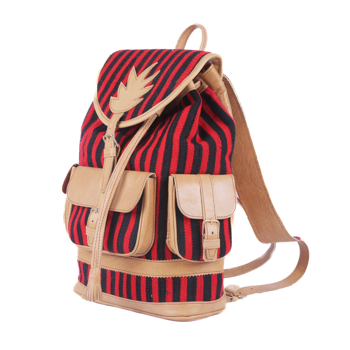 Handmade Leather Backpack | Striped College Bag 2