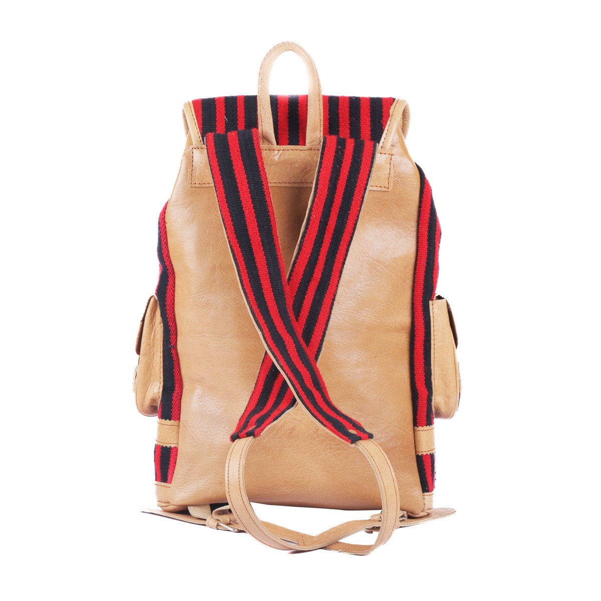 Handmade Leather Backpack | Striped College Bag 3