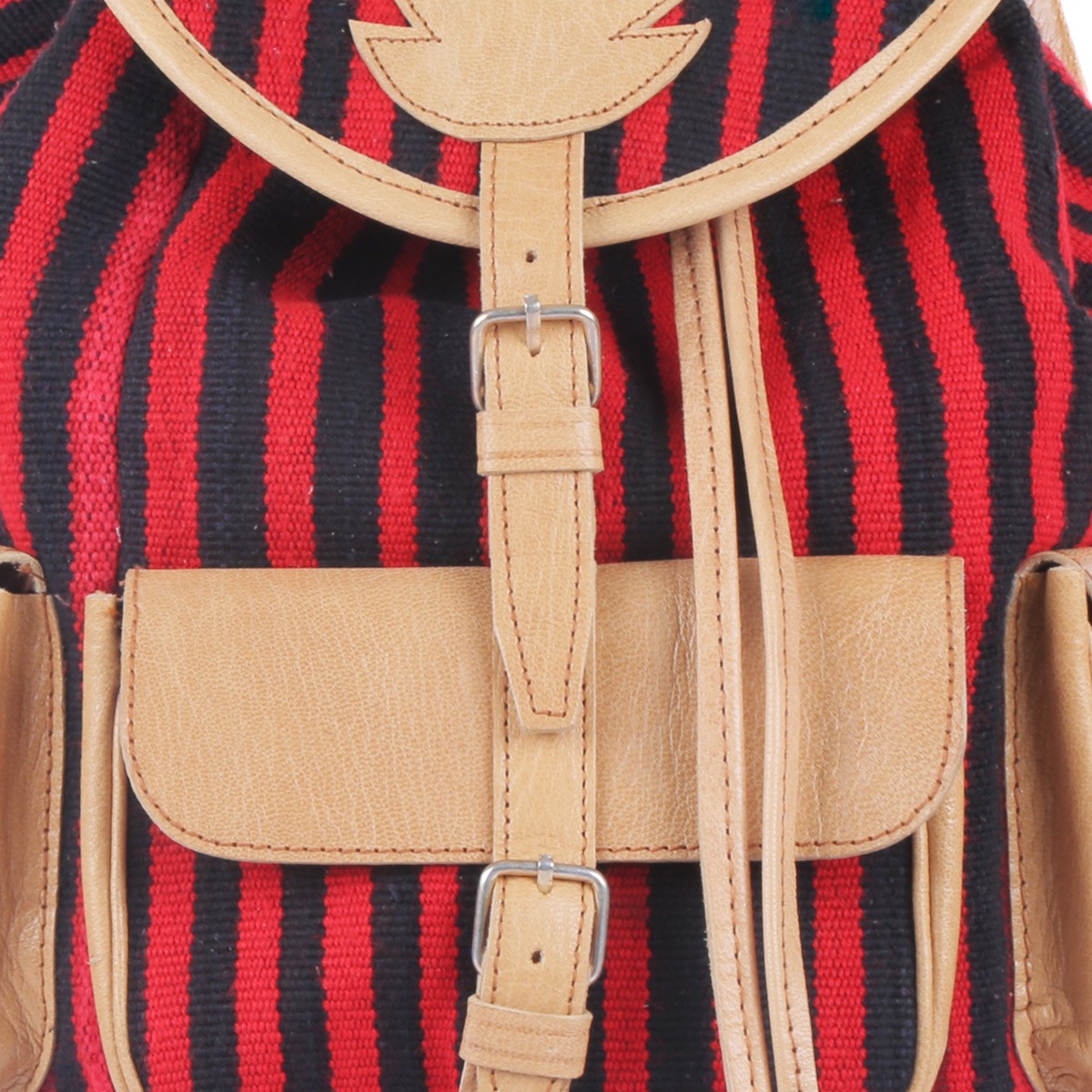 Handmade Leather Backpack | Striped College Bag 4