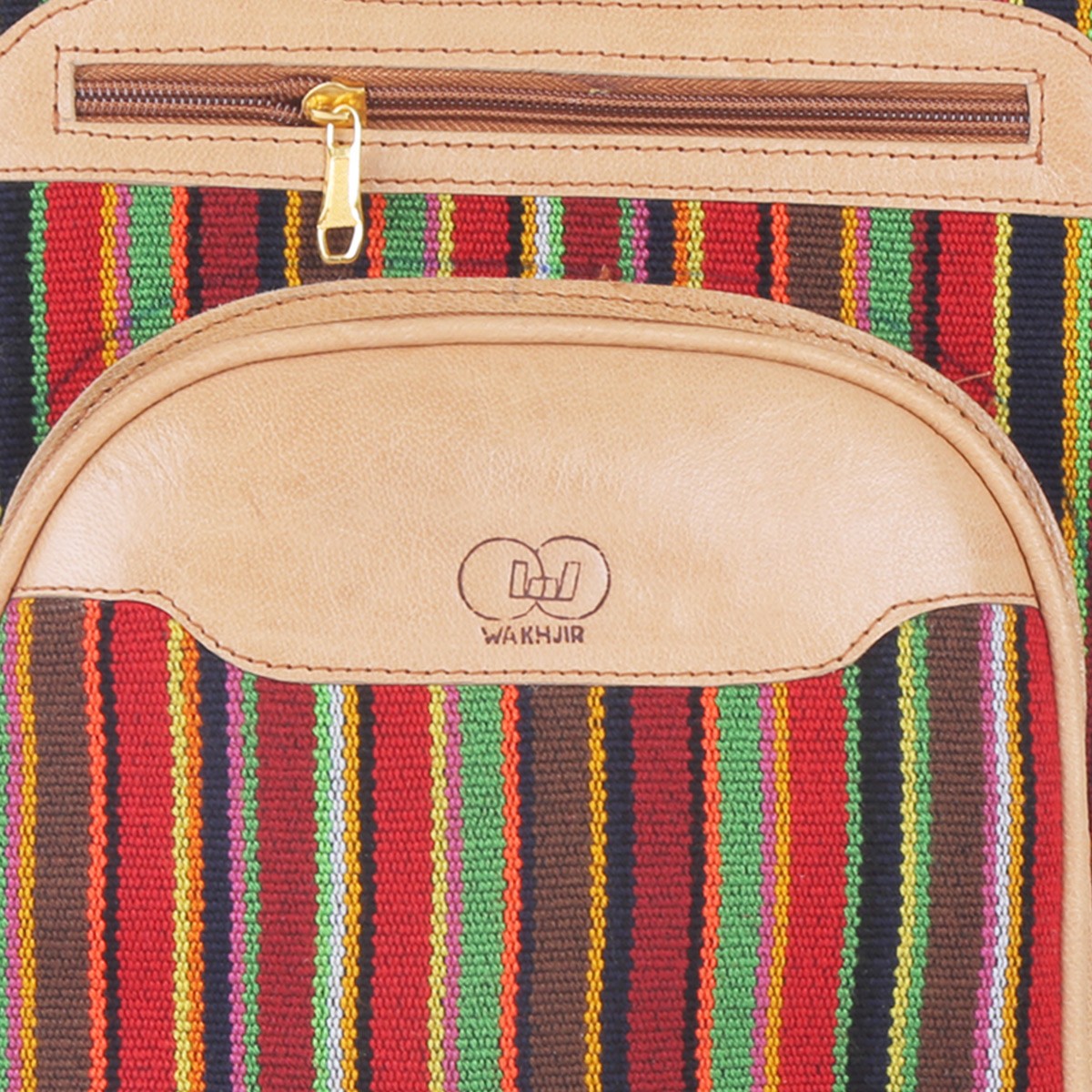 Handmade College Backpack | Leather Striped Bag 3