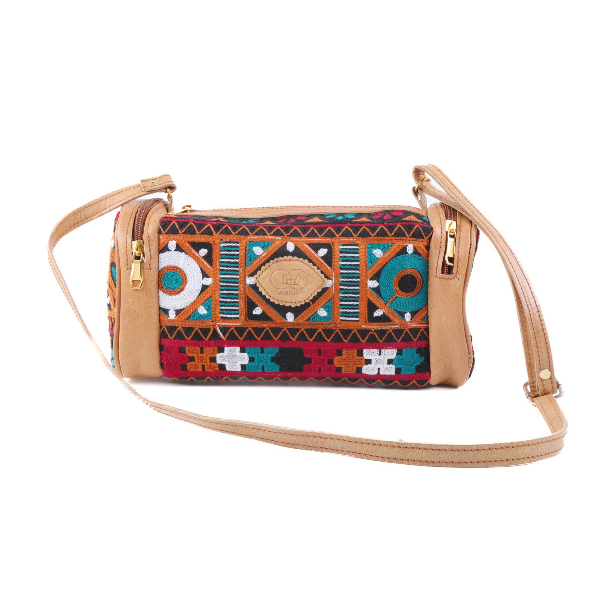 Embroidered Barrel Bag | Leather Shoulder Bag 3